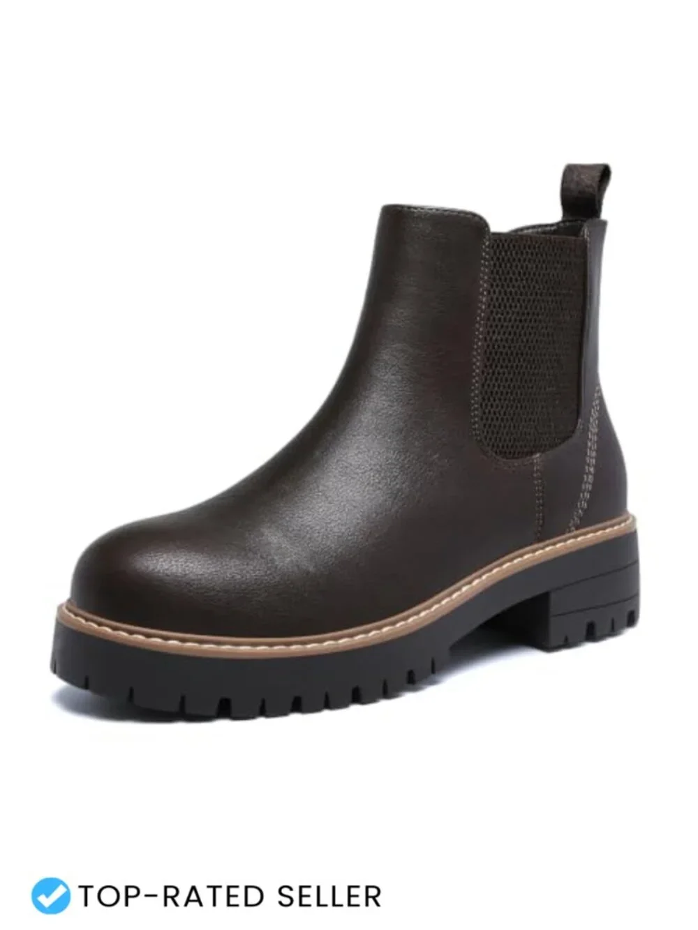 Women's Chelsea Ankle Boots Side Zip Chunky Low Heel Round Toe Faux Leather